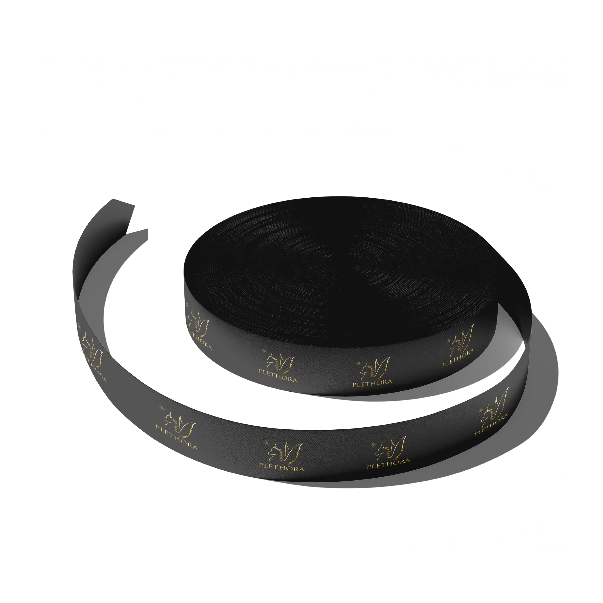 شريط أسود مع شعار ذهبي