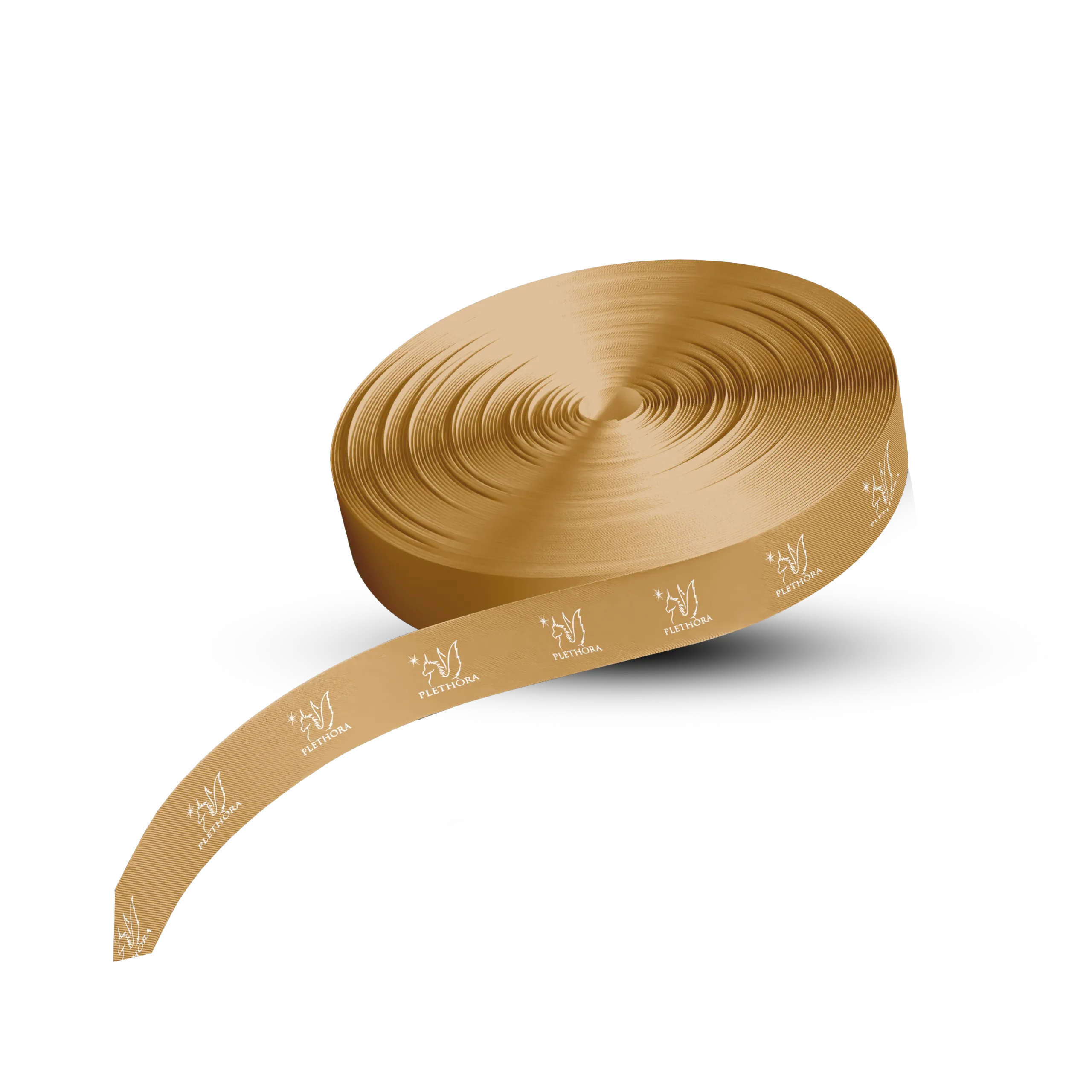 شريط ذهبي مع شعار أبيض