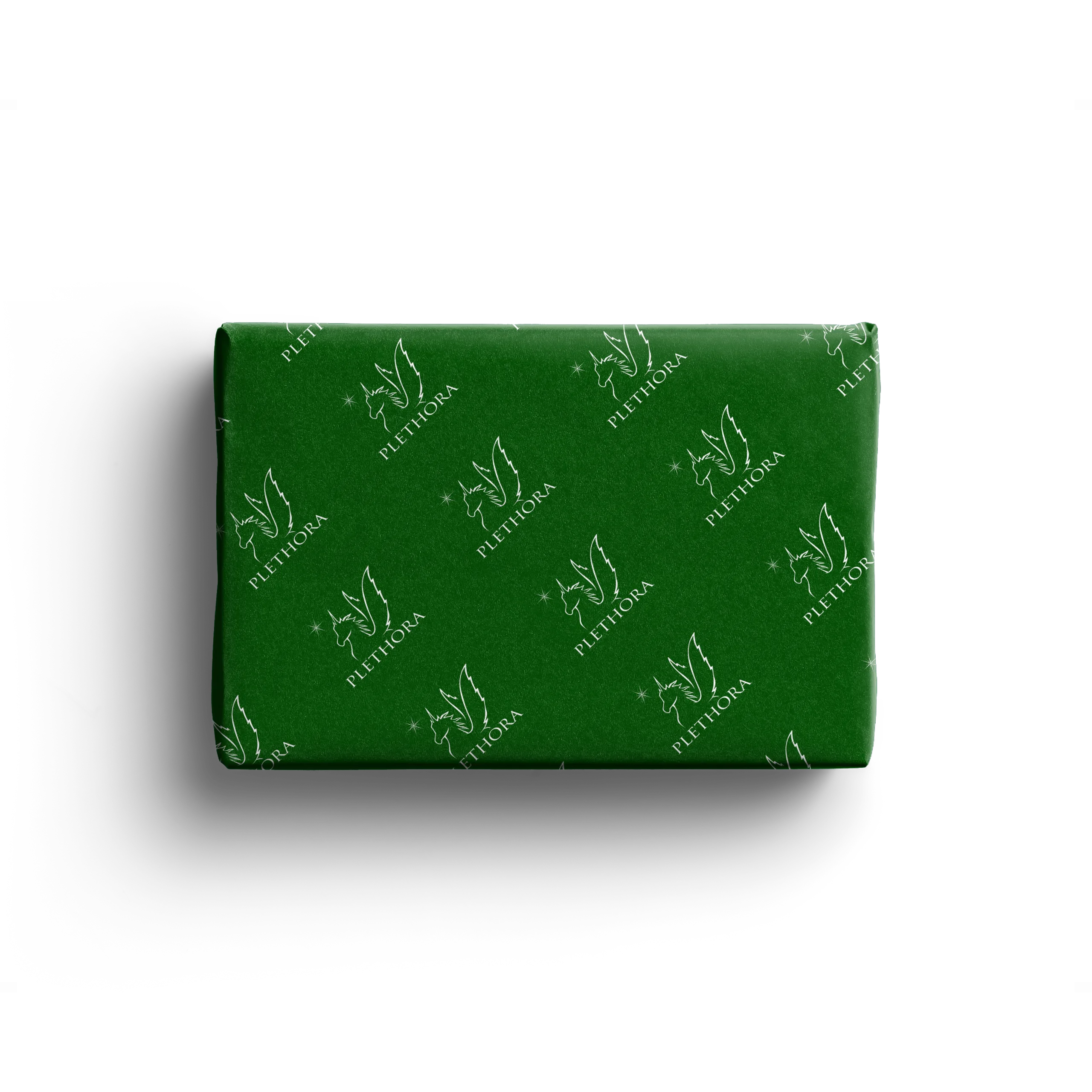 ورق أخضر مع شعار أبيض